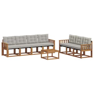 vidaXL Ensemble de canapés d'extérieur 8 pc Gris Naturel et Clair