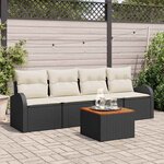 vidaXL Ensemble de canapé de jardin 5 Pièces Noir Poly rotin