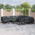 vidaXL Ensemble de canapé de jardin 11 Pièces Noir Aluminium