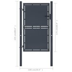 vidaXL Portail de jardin Acier 100 x 175 cm Anthracite