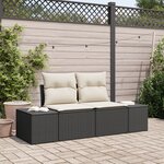 vidaXL Canapé de jardin 2 places avec rangement et coussins en rattan noir poly