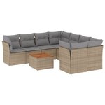 vidaXL Salon de jardin avec coussins 9Pièces mélange beige résine tressée
