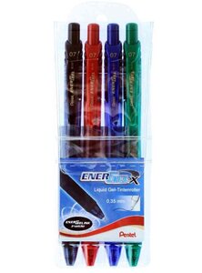 Roller encre gel liquide EnerGel-X BL107, étui de 4 PENTEL