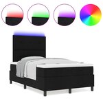 vidaXL Lit à ressorts avec matelas et lumières LED - Noir  120 x 200 cm  Tissu