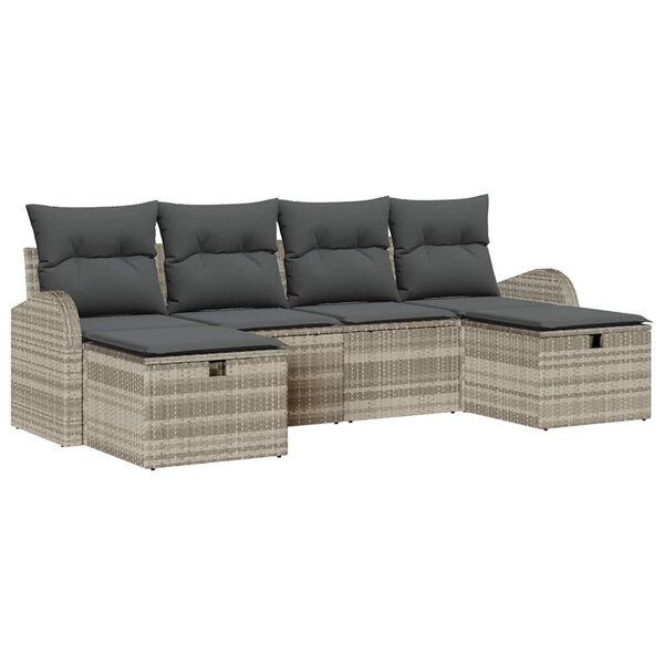 vidaXL Ensemble de Canapés avec coussin 6 Pièces Gris clair polyrotin