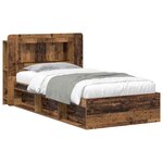 vidaXL Cadre de lit avec rangement Bois ancien 90 x 190 cm