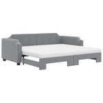 vidaXL Lit de jour avec gigogne et matelas gris clair 100x200 cm tissu