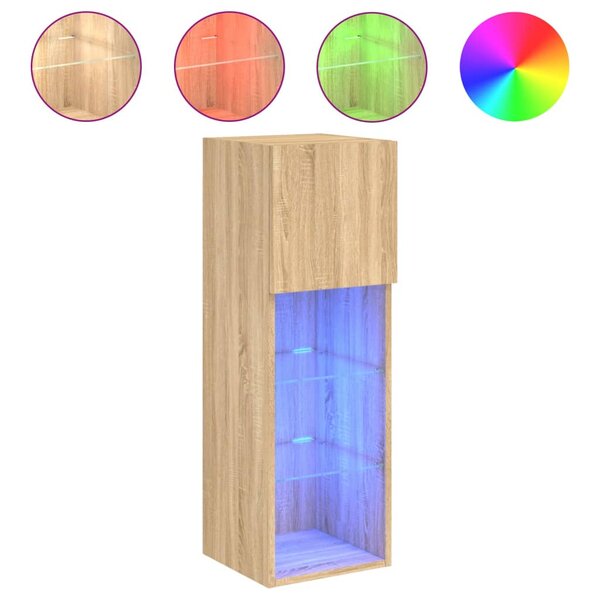 vidaXL Meuble TV avec lumières LED chêne sonoma 30 5x30x90 cm