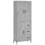 vidaXL Buffet haut Gris béton 69 5x34x180 cm Bois d'ingénierie