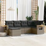 vidaXL Salon de jardin 6 Pièces avec coussins gris résine tressée