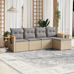 vidaXL Salon de jardin avec coussins 5 Pièces beige résine tressée