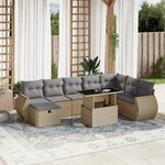 vidaXL Salon de jardin avec coussins 9 Pièces beige résine tressée