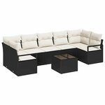 vidaXL Ensemble de canapé de jardin 8 Pièces Noir  Crème 55 x 55 x 37 cm