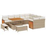 vidaXL Ensemble de canapé de jardin avec coussin 12 Pièces Beige et crème