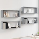 vidaXL Étagères murales cube 4 Pièces Sonoma gris 60x15x23 cm Bois