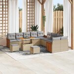 vidaXL Ensemble de canapé de jardin 13 Pièces Beige 90 x 55 x 71 cm