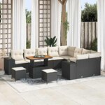 vidaXL Ensemble de canapé de jardin avec coussin 12 Pièces Noir et Crème