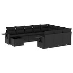 vidaXL Salon de jardin 11 Pièces avec coussins noir résine tressée