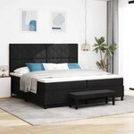 vidaXL Lit à ressorts avec tête de lit Noir 200 x 200 cm tissu