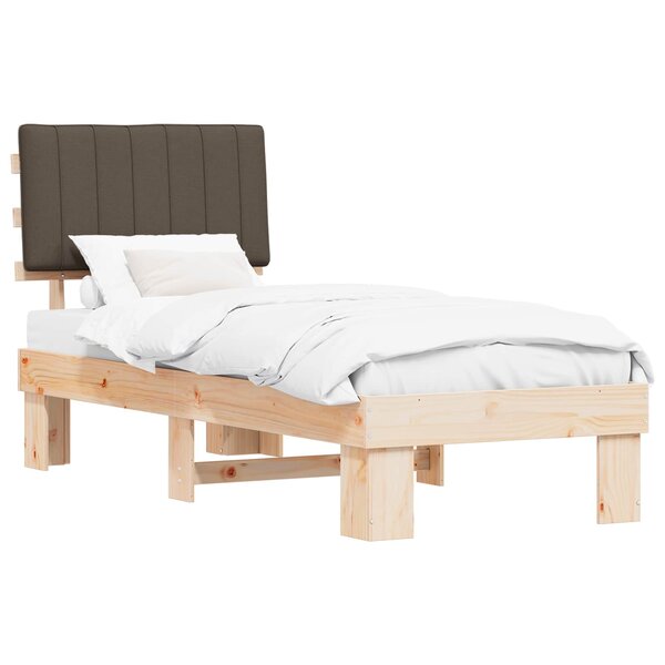 vidaXL Cadre de lit avec tête de lit rembourrée Taupe 75 x 190 cm