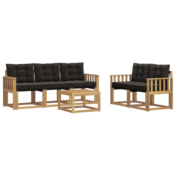 vidaXL Ensemble de canapés d'extérieur 6 pc Blanc et noir