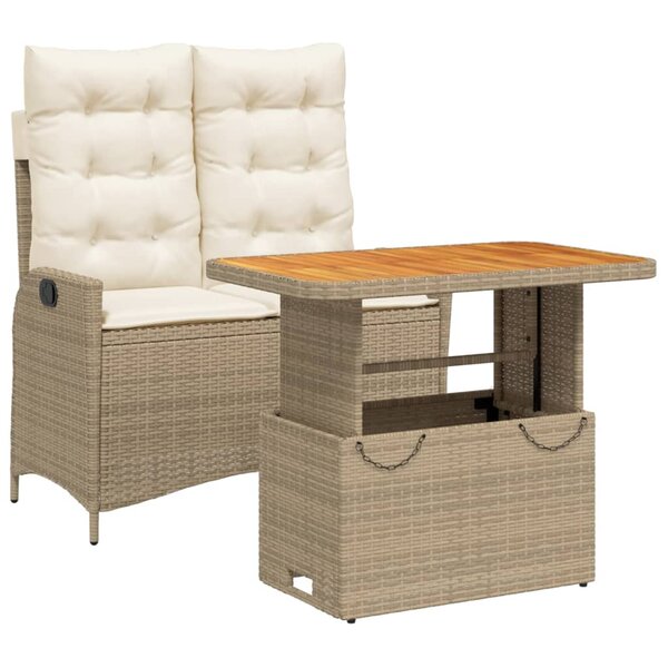 vidaXL Ensemble à manger de jardin et coussins 2 Pièces beige poly rotin