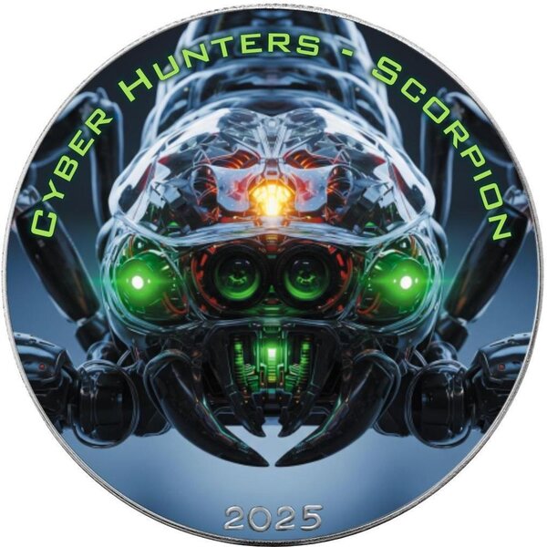 Pièce de monnaie en Argent 1 Dollar g 31.1 (1 oz) Millésime 2025 Cyber Hunters SCORPION
