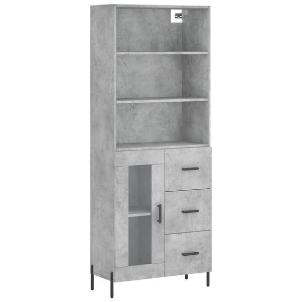 vidaXL Buffet haut Gris béton 69 5x34x180 cm Bois d'ingénierie