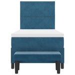 vidaXL Lit Box Spring avec Matelas & Banc Bleu Foncé 90x190 cm Velours