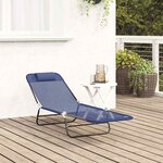 vidaXL Chaise longue pliante Bleu marine 182 x 55 x 85 5 cm Textilène