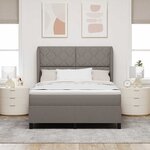 vidaXL Lit à ressorts avec matelas Taupe 160 x 200 cm tissu