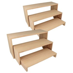 2 blocs de 3 étagères escalier en bois 18 x 35 cm