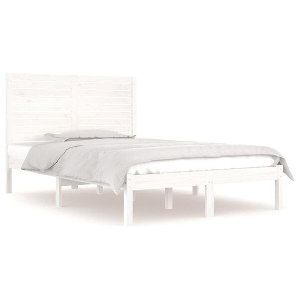 vidaXL Cadre de lit Blanc Bois massif 140x190 cm