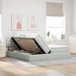 vidaXL Lit de rangement LED avec matelas Gris clair 180 x 200 cm