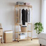 vidaXL Porte-vêtements et étagères et roulettes 90x40x179 5 cm bambou