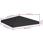 vidaXL Toile de toit de belvédère 270 g/m² 3x3 m Noir