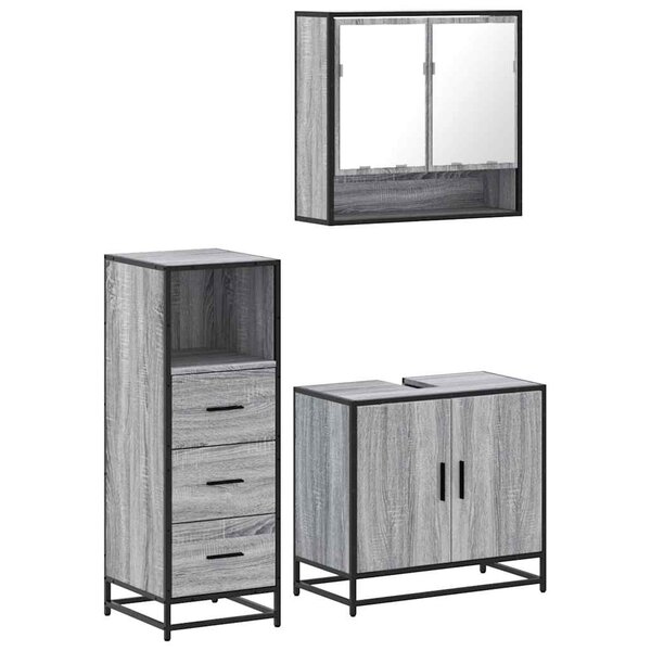 vidaXL Ensemble de meubles de salle de bain 3 Pièces Sonoma gris