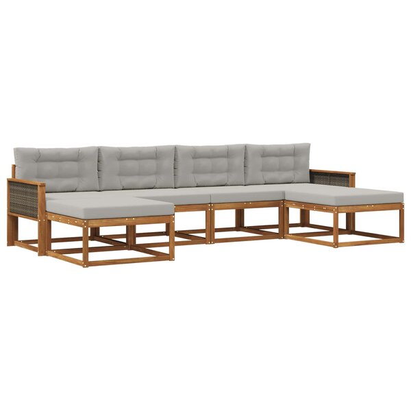 vidaXL Ensemble de canapés d'extérieur 6 pc Naturel et gris clair