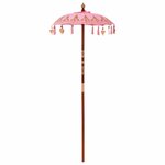 vidaXL Parasol avec Base Rose et Marron 250 cm Coton et bois