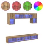 vidaXL Unités murales TV avec LED 6 Pièces Chêne artisanal