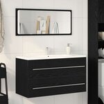 Cabinet de lavabo vidaXL avec miroir Chêne noir 90x45x1 5 cm Bois d'ingénierie