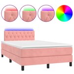 vidaXL Sommier à lattes de lit et matelas LED rose 120x190 cm velours