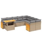 vidaXL Salon de jardin avec coussins 10 Pièces beige résine tressée