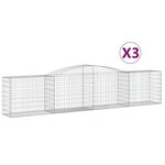 vidaXL Paniers à gabions arqués 3 Pièces 400x50x80/100 cm Fer galvanisé