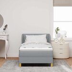 Lit avec sommier tapissier et matelas vidaXL Gris clair 100x200 cm Tissu