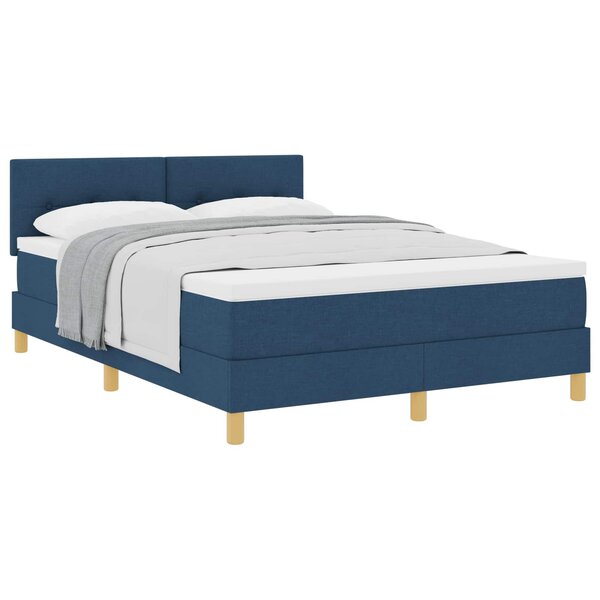 vidaXL Lit à ressorts avec coussin Bleu 140 x 190 cm tissu