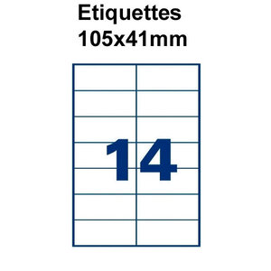 Étiquettes adhésives  105x41mm  (14étiquettes/feuille) - blanc - 50 feuilles -t3azur