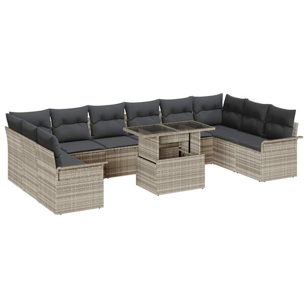 vidaXL Ensemble de canapé de jardin 11 Pièces Gris clair 100 x 55 x 73 cm