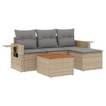 vidaXL Salon de jardin avec coussins 5Pièces mélange beige résine tressée