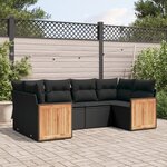 vidaXL Salon de jardin 6 Pièces avec coussins noir résine tressée